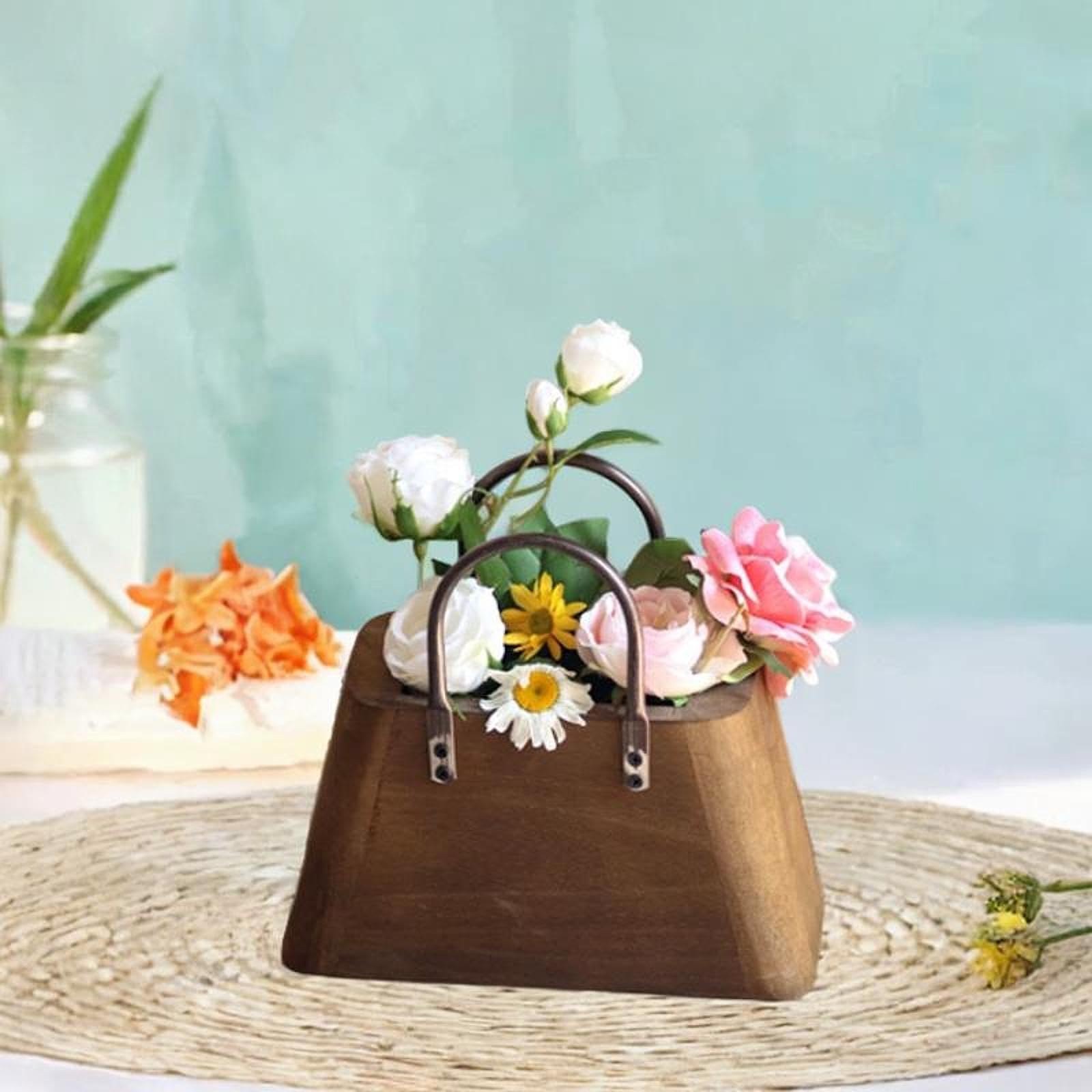 Amazon.com: Wooden Purse Vase for Flowers Rustic Plant Pot,Handbag